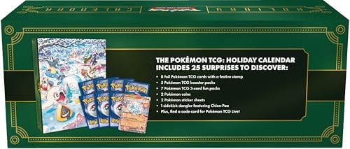 Pokemon TCG Holiday Calendar 8 Foil Promo Cards 5 Booster Packs More