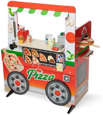Melissa & Doug Melissa Doug Wooden Pizza Food Truck Activity Center with Play Food for