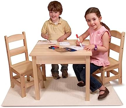 Melissa & Doug Melissa Doug Solid Wood Table and 2 Chairs Set - Light Finish Furniture