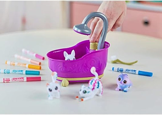 Crayola Scribble Scrubbies Tub Set 4 Pets Washable Pet Care Toy Coloring Animal Craft for