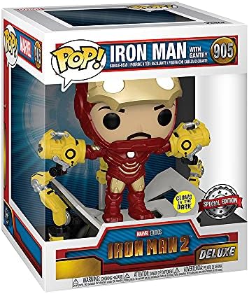 Funko Pop Iron Man 2 Iron Man MKIV with Gantry Glow-in-The-Dark Deluxe Vinyl Figure