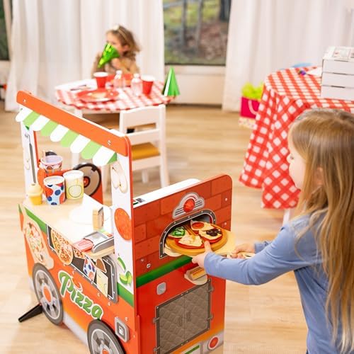 Melissa & Doug Melissa Doug Wooden Pizza Food Truck Activity Center with Play Food for