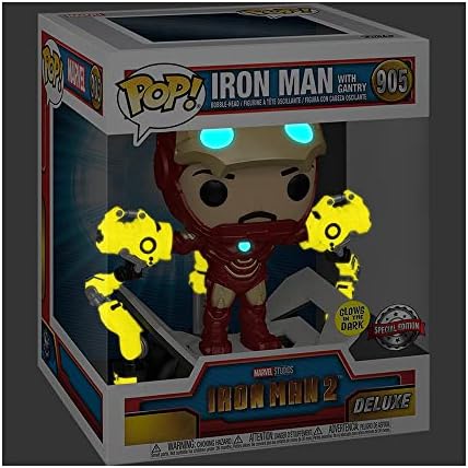 Funko Pop Iron Man 2 Iron Man MKIV with Gantry Glow-in-The-Dark Deluxe Vinyl Figure