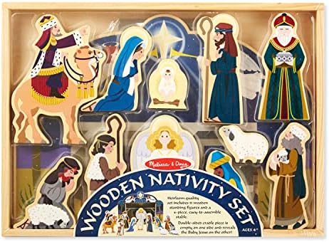 Melissa & Doug Melissa Doug Classic Wooden Christmas Nativity Set With 4-Piece Stable and