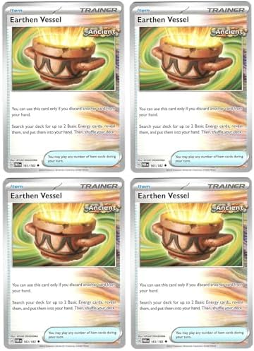 Pokemon Earthen Vessel - 163182 - Paradox Rift - Pokemon Ancient Trainer Card Lot x4 - Playset
