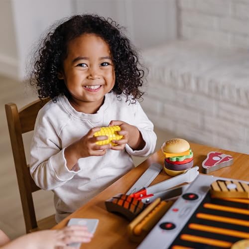 Melissa & Doug Melissa Doug Grill and Serve BBQ Set 20 pcs - Wooden Play Food and
