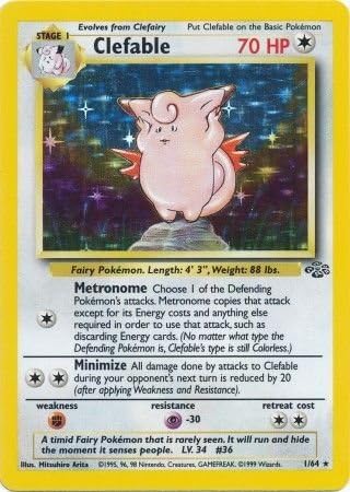 Pokemon Singles - Clefable - 164 - Holo - Unlimited - Jungle