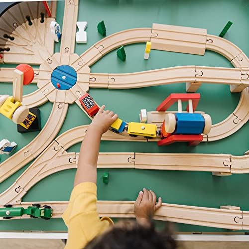 Melissa & Doug Melissa Doug Wooden Railway Set 130 Pieces - Wooden Train Set for Toddlers