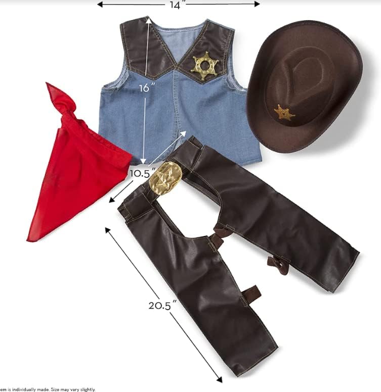 Melissa & Doug Melissa Doug Cowboy Role Play Costume Set 5 pcs - Includes Faux Leather