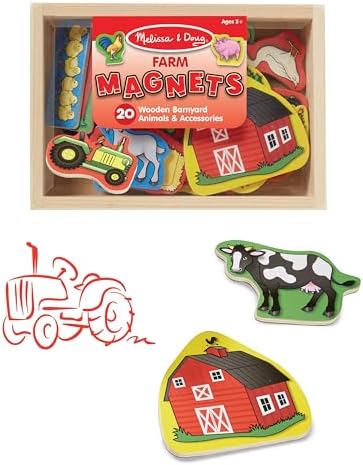 Melissa & Doug Melissa Doug 20 Wooden Farm Magnets in a Box Cute Barnyard Animal Fridge