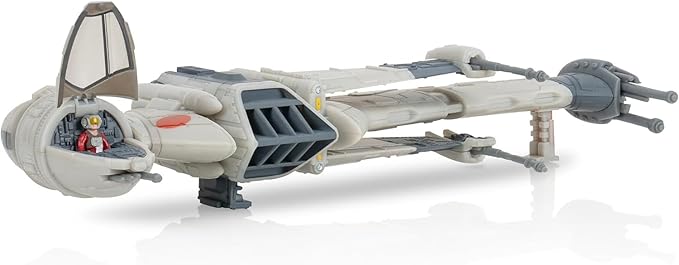 STAR WARS Micro Galaxy Squadron B-wing Starfighter - 5-Inch Vehicle with Rotating Cockpit, Foldout Wings, and 1-Inch Micro Figure Accessory