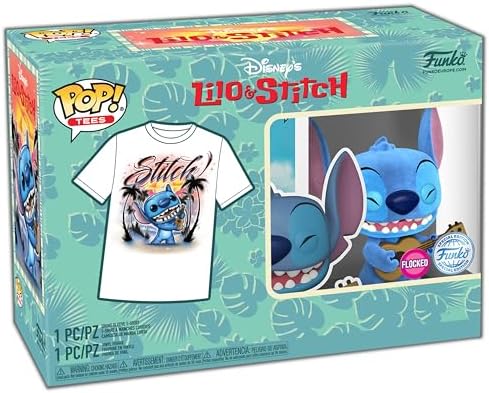 Funko Pop Tee Lilo and Stitch - Ukelele Stitch Flocked - Medium - M - T-Shirt - Clothes