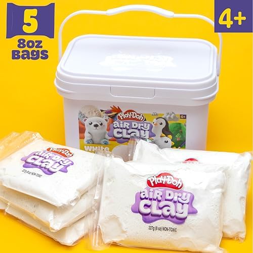 Play-Doh Brand Air-Dry Clay Bucket Paintable White Modeling Clay Arts Crafts Gift Craft