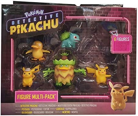 Pokemon Detective Pikachu Battle Figure 6Pc Multipack - Comes with Two 2 Pikachu 2