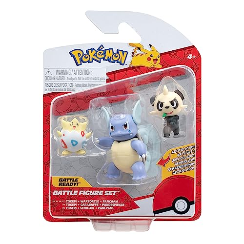 Pokemon 3 Pack-Features 2-Inch Pancham and Togepi and 3-Inch Wartortle Battle Figures