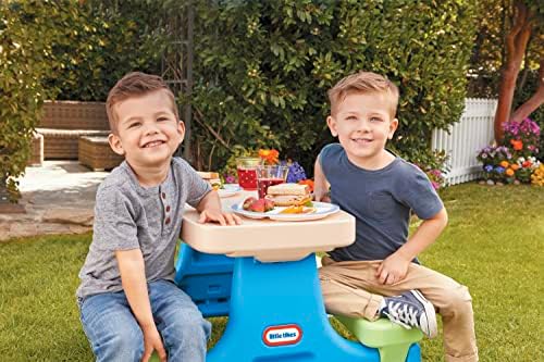 Little Tikes Easy Store Picnic Table with Umbrella Multi Color 42.00''L x 38.00''W x
