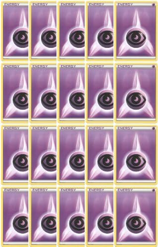 Nintendo 20 Basic Psychic Energy Pokemon Cards XYBlack and White Series Design Unnumbered