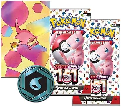 Pokemon TCG Scarlet Violet-151 Mini Tin - Scyther and Weezing 2 Booster Packs 1 Coin 1