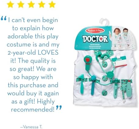 Melissa & Doug Melissa Doug Doctor Role Play Costume Dress-Up Set 7 pcs