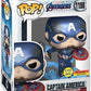 Funko POP Marvel Avengers Endgame Captain America with Broken Shield Mjolnir Glow in The