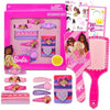 Disney Barbie Hair Set for Girls - Barbie Clamshell Hair Brush 4 Snap Clips 3 Barrettes 8