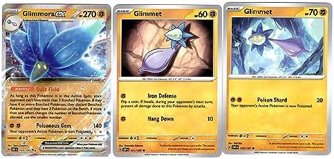 Pokemon Glimmora ex 123197 Double Rare - Obsidian Flames - Pokemon Evolution 3 Card Lot