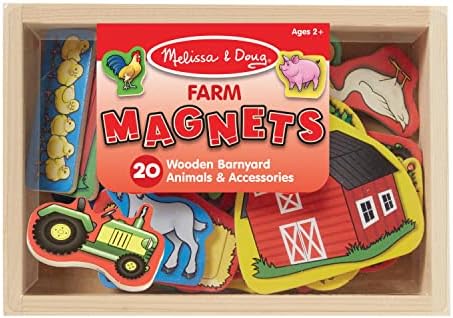 Melissa & Doug Melissa Doug 20 Wooden Farm Magnets in a Box Cute Barnyard Animal Fridge