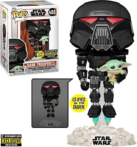 Funko POP Star Wars The Mandalorian - Dark Trooper Holding Grogu The Child