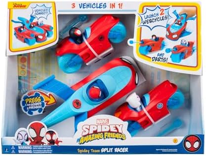 MARVEL Spidey and His Amazing Friends Spidey Team Split Racer - 8.5-Inch Three-in-One Vehicle