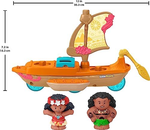 Fisher-Price Little People Toddler Toy Disney Princess Moana Maui's Canoe Sail Boat with