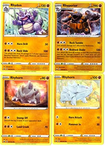 Pokemon Sword Shield Evolution Set - Rhyperior - 99202 - Rare 4 Card Lot
