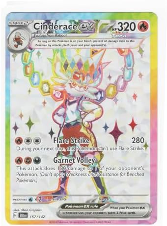 Pokemon - Cinderace ex 157142 - Stellar Crown - Full Art Foil Ultra Rare Card