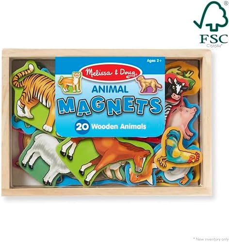 Melissa & Doug Melissa Doug 20 Wooden Animal Magnets in a Box Cute Animal Fridge Magnets