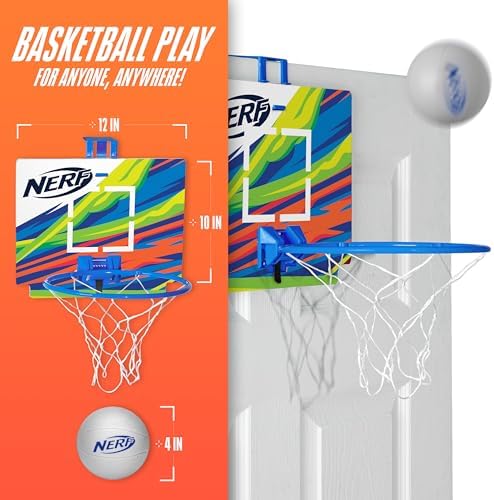 Nerf Nerfoop - The Classic Mini Foam Basketball and Hoop - Hooks On Doors - Indoor and