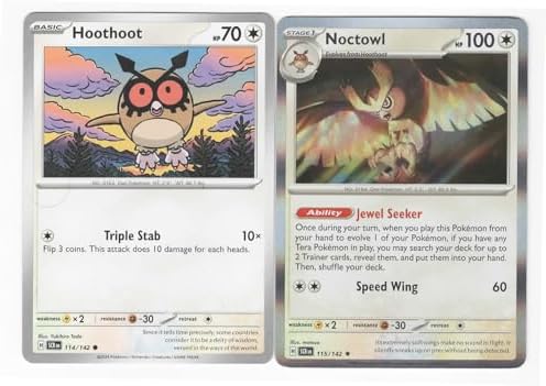 Pokemon Noctowl 115142 - Stellar Crown Pokemon Card Lot - 2 Card Set