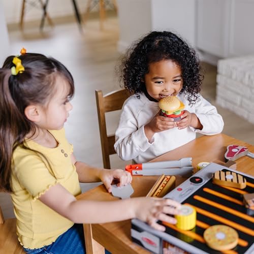Melissa & Doug Melissa Doug Grill and Serve BBQ Set 20 pcs - Wooden Play Food and