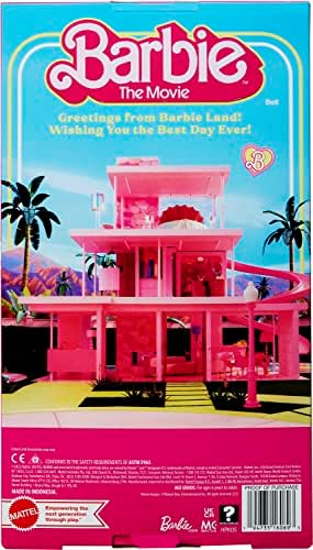 Barbie The Movie Doll President Wearing Shimmery Pink Gold Dress with Sash