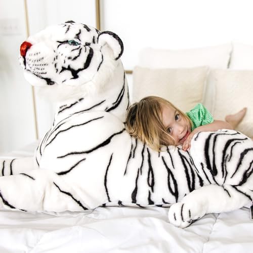 Melissa & Doug Melissa Doug Giant Siberian White Tiger - Lifelike Stuffed Animal over 5 feet long - Extra Large Plush