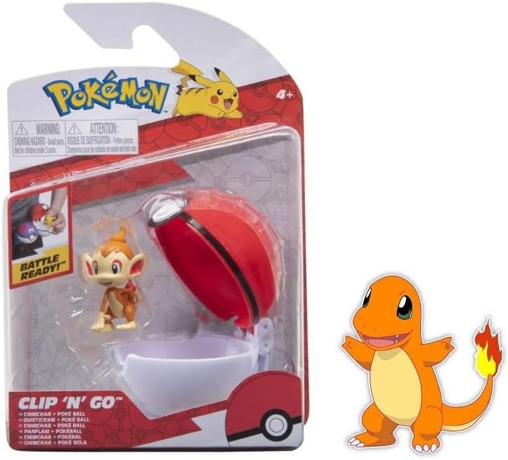 Pokemon Clip 'N' Go Battle Figure Action Ready with Bonus Sticker Chimchar with Poke Ball