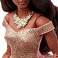Barbie The Movie Doll President Wearing Shimmery Pink Gold Dress with Sash