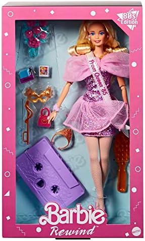 Barbie Rewind Doll with Curly Blonde Hair 1980s-inspired Prom Queen Outfit Displayable
