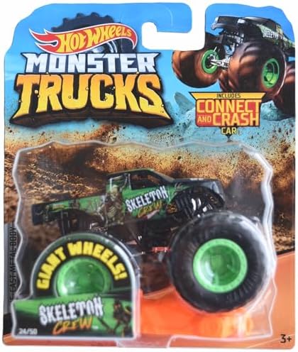 Hot Wheels Monster Trucks Skeleton Crew Inclues Connect and Crash Car 2450