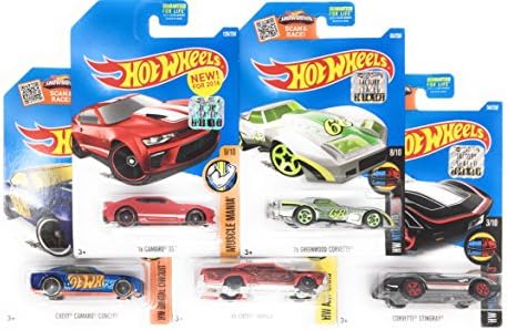 Hot Wheels Muscle Car Madness 5 Pack Random Diecast Bundle Set with Various Corvettes