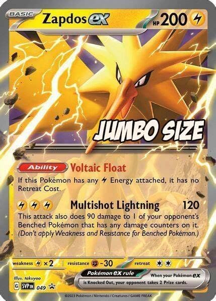 Pokemon - Jumbo Card - Zapdos ex SVP 049 - Pokemon 151 Black Star Promo - Holo Foil -