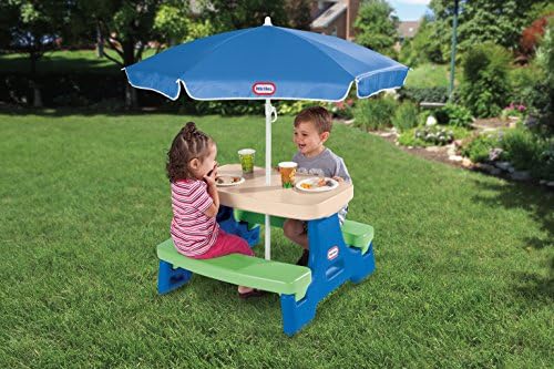 Little Tikes Easy Store Picnic Table with Umbrella Multi Color 42.00''L x 38.00''W x
