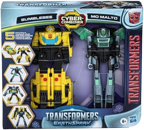 Transformers EarthSpark Cyber-Combiner Bumblebee and Mo Malto Robot Action Figures