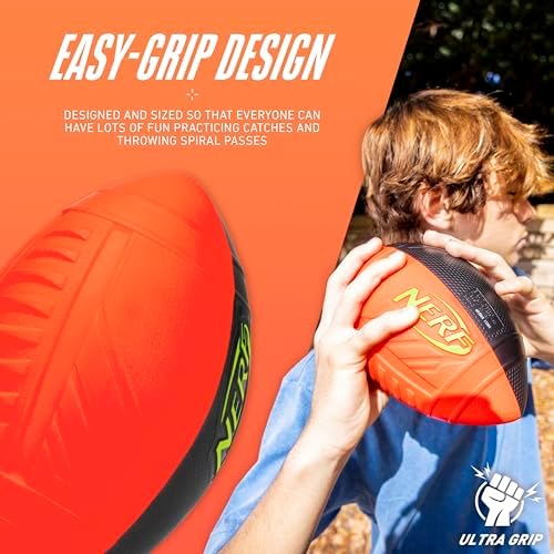 Nerf Pro Grip Football Blue Classic Foam Ball Easy to Catch Throw Balls for Sports