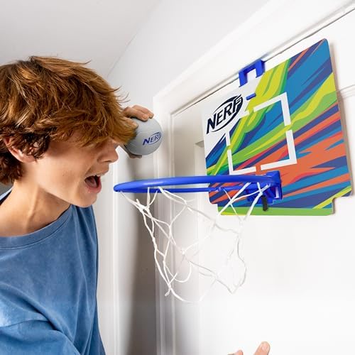 Nerf Nerfoop - The Classic Mini Foam Basketball and Hoop - Hooks On Doors - Indoor and