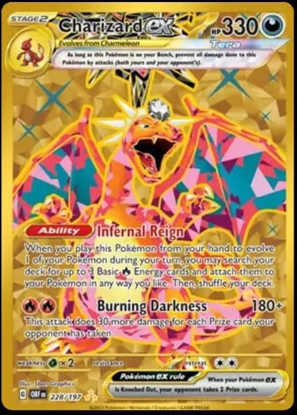 Pokemon - Charizard ex 228197 - Obsidian Flames - Hyper Rare - Gold Holo Card