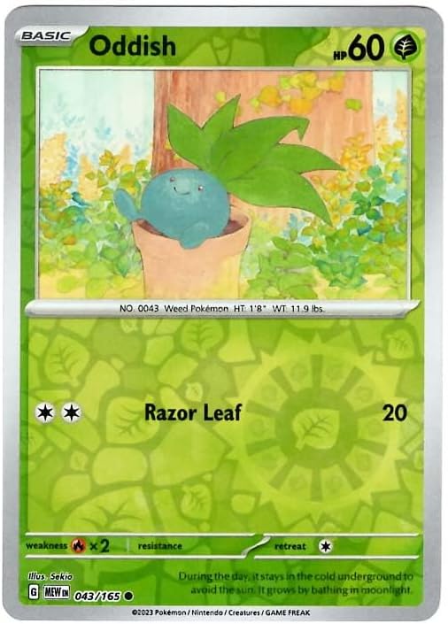 Pokemon - Oddish 043165 - Pokemon 151 - Reverse Foil - Single Card